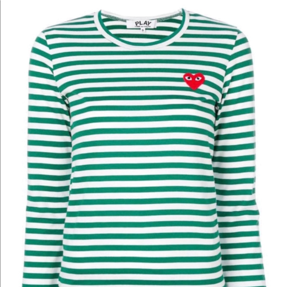 Play tee in green stripe size Large